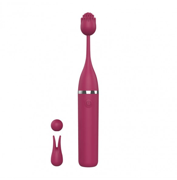 3 IN 1 Clitoral Tip Stimulator Vibrator (Chargeable - Red Rose)